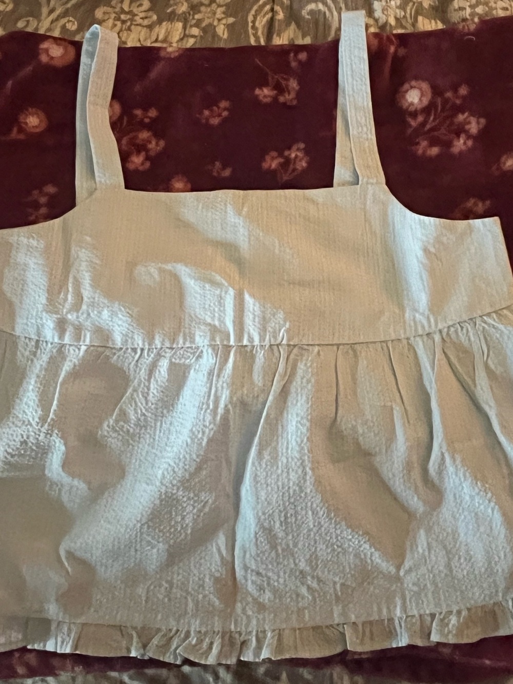 H&M Light Blue Smocked Square Neck Tank